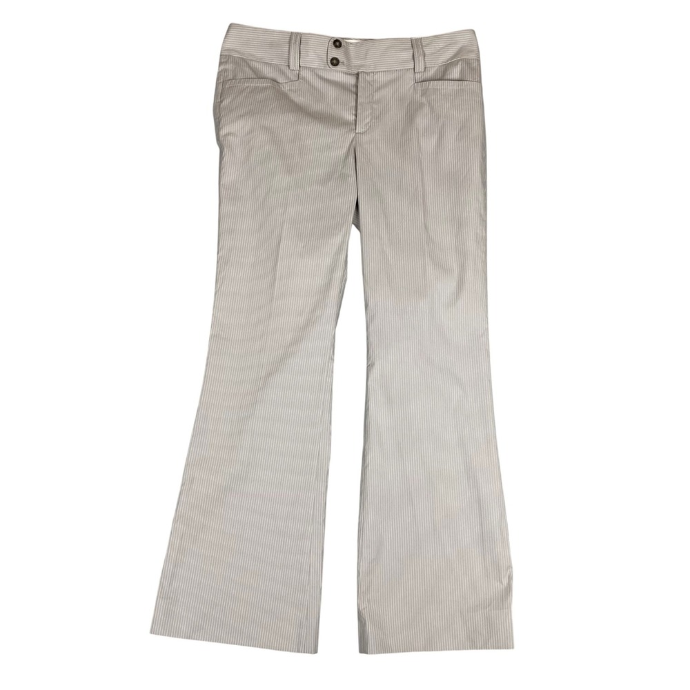 Banana Republic Sloan Fit Pinstripe Low Rise Flare Pants Women 12 Gray White NWT
